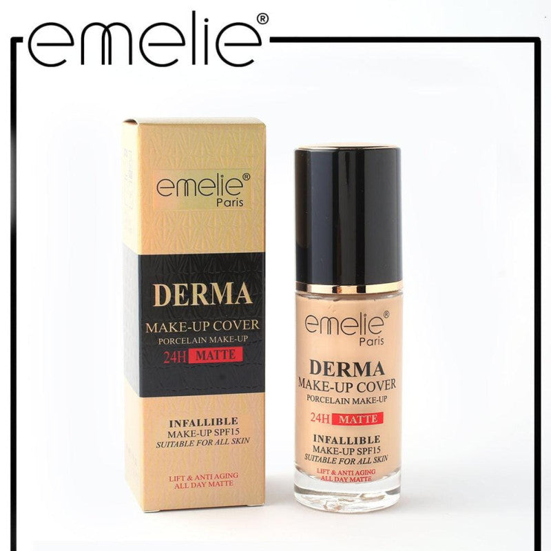 Emelie Paris Derma 24H Matte Foundation – Full Coverage Waterproof Long Lasting Makeup Base