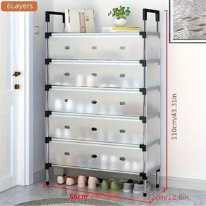 Dust Proof 6 Layer Shoe Rack – Multi-Tier Covered Shoe Organizer Cabinet