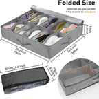 Pack of 2 Under Bed Shoe Organizer – Foldable Shoes Storage Bag with Transparent Cover