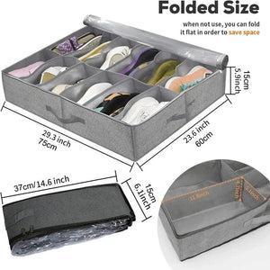 Pack of 2 Under Bed Shoe Organizer – Foldable Shoes Storage Bag with Transparent Cover