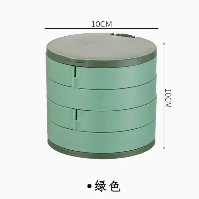 4 Layer Rotating Jewellery Organizer Box with Mirror – Multi-Storage Case