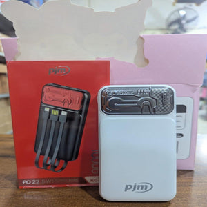 PJM KC-21 Power Bank 10000mAh – 22.5W Fast Charging with Built-in Cables