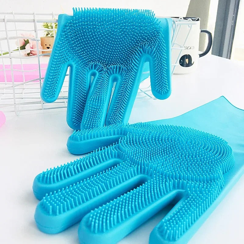 Silicone Washing Gloves – Multi Purpose Cleaning & Dishwashing Gloves with Scrubber