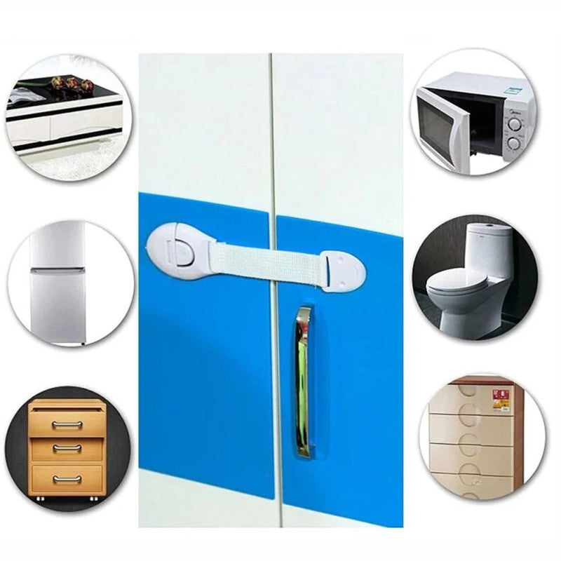 Pack of 3 Child Safety Ribbon Lock – Adjustable Cabinet & Drawer Lock | Baby Proof Multi-Purpose Lock