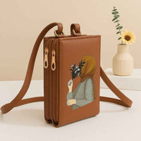 3 Zipper Luxury Cross Body Purse Wallet