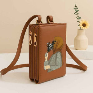 3 Zipper Luxury Cross Body Purse Wallet