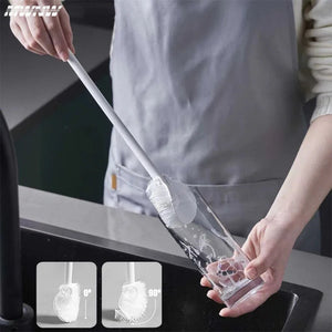 Pack of 2 Glass Cleaning Brush (Big) – 360° Bottle & Cup Cleaner | Long Handle Deep Cleaning Brush with Stand