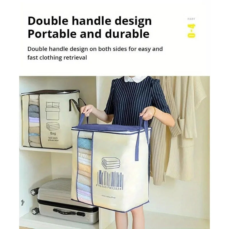 Pack of 2 Peach Storage Bag – Large Clothes & Bedding Organizer with Handles