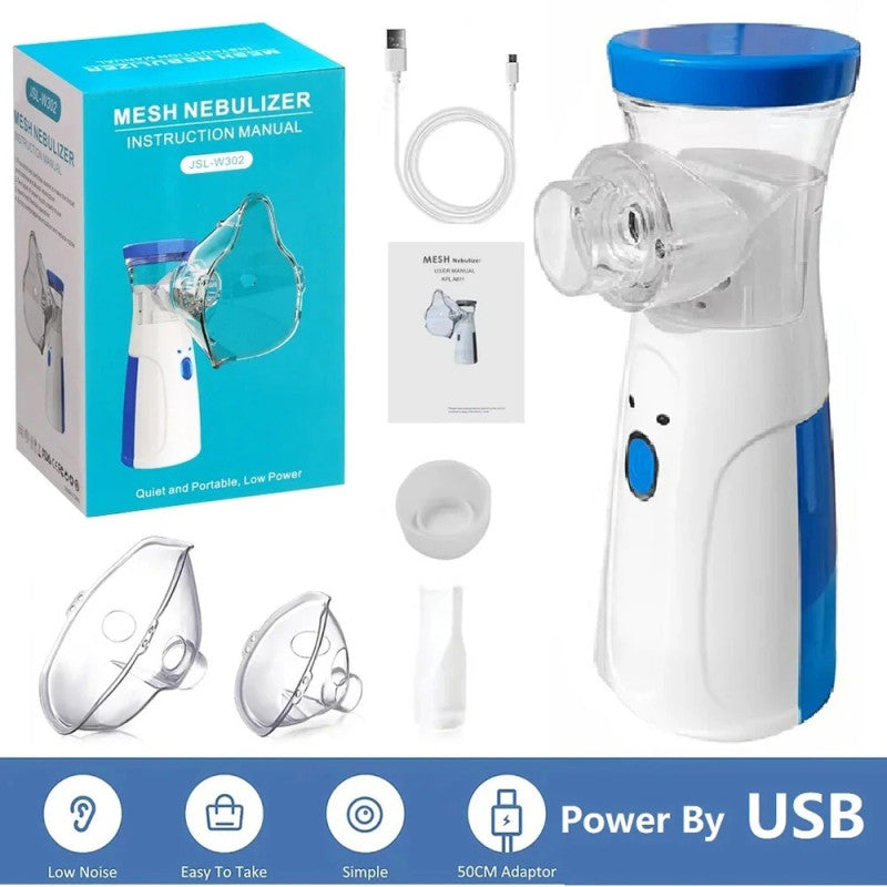 Portable Mesh Nebulizer Machine | USB Rechargeable Silent Nebulizer for Kids & Adults