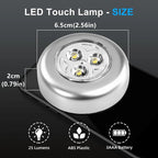 Pack of 3 LED Touch Cabinet Light – Wireless Stick On Light | Battery Operated Night Light for Kitchen, Wardrobe & Stairs