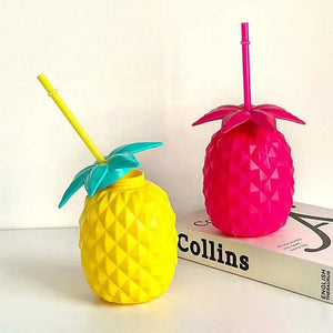 Pack of 2 Tango Fruit Tumbler – Pineapple Style Straw Cup (Cute Summer Drink Cup)