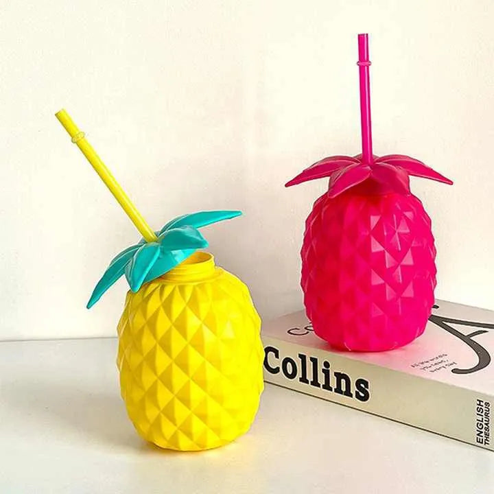 Pack of 2 Tango Fruit Tumbler – Pineapple Style Straw Cup (Cute Summer Drink Cup)