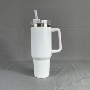 Simple Stainless Steel Tumbler – Large Capacity Insulated Coffee Cup with Handle