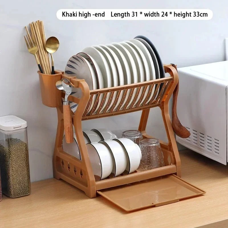 Comfort Kitchen Dish Rack – 2 Tier Dish Drying & Storage Organizer with Cutlery Holder