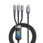 3-in-1 Fast Charging Cable 100W – Multi USB Cable with LED Display (Type-C, Lightning, Micro USB)