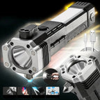 COB Auxiliary Flash Light – Rechargeable Multi-Function LED Torch with Safety Hammer & Emergency Light