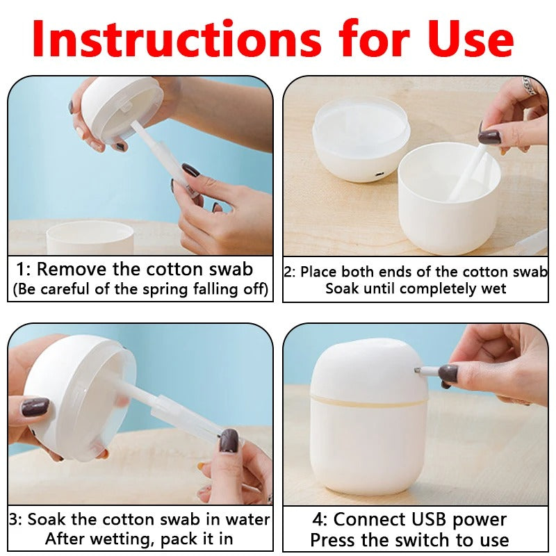 USB Humidifier Air Freshener – Quiet Mist Diffuser with LED Lights | Portable Room Moisturizer