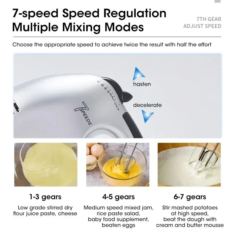 Scarlett Electric Hand Mixer – 7 Speed Egg Beater for Baking, Cream & Dough Mixing