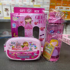 Kids Gift Lunch Box Set – Lunch Box + Water Bottle Combo (Cute Cartoon Design)