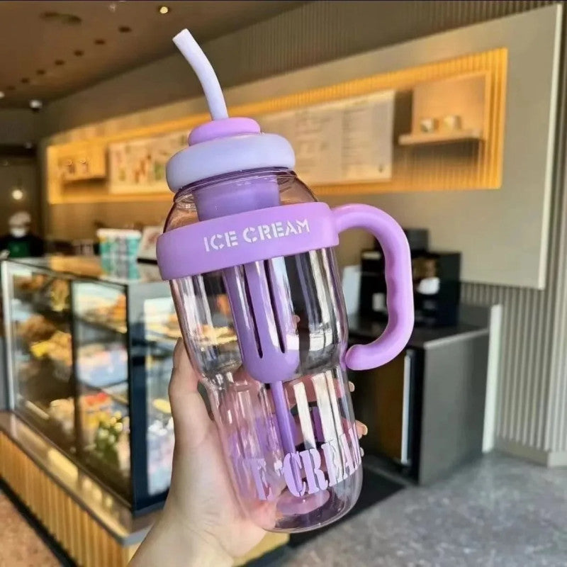 Portable Straw Tumbler – Cute Handle Cup with Straw (Leakproof & Reusable)