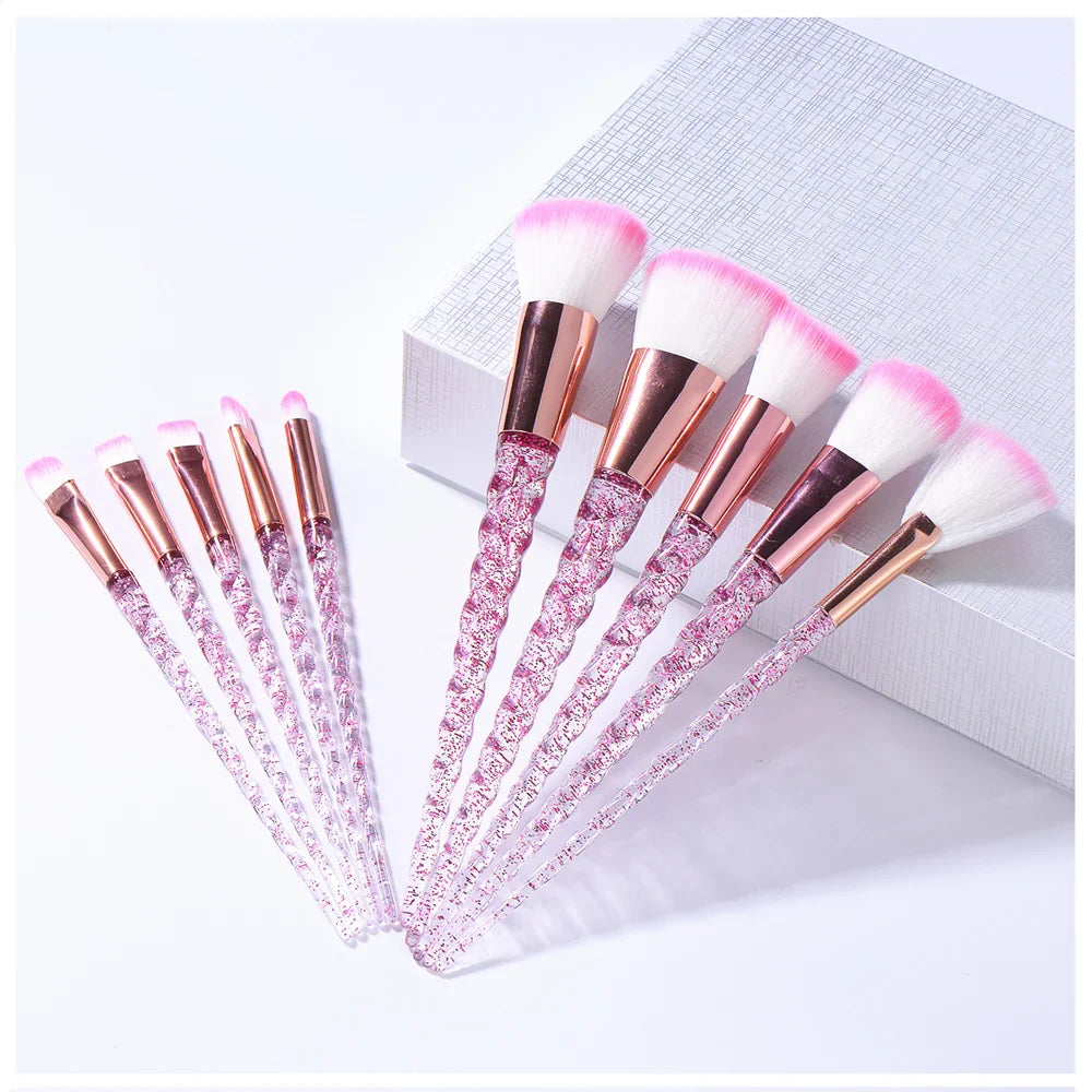 Glitter Pagoda 7pcs Makeup Brush Set – Crystal Handle Cosmetic Brushes Kit