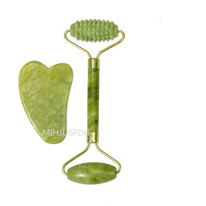 Jade Roller 2 in 1 Set – Face Massager & Gua Sha Tool for Skin Lifting & Glow