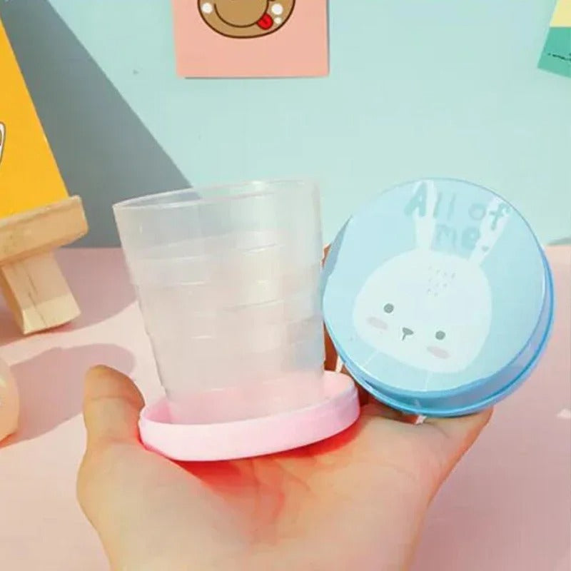 Pack of 2 Magic Glass – Collapsible Foldable Kids Cup with Lid (Portable & Cute Design)