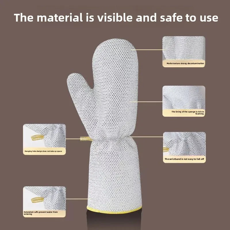 Pack of 2 Steel Wire Cleaning Gloves – Heavy Duty Kitchen Scrubber Gloves | Cut Resistant Dishwashing & Cleaning Gloves