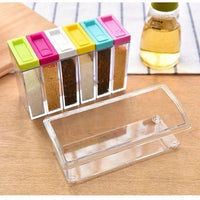 Seasoning Set 6pcs – Spice Storage Box with Flip Lid | Kitchen Masala Organizer