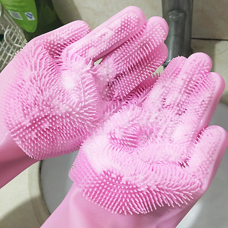 Silicone Washing Gloves – Multi Purpose Cleaning & Dishwashing Gloves with Scrubber
