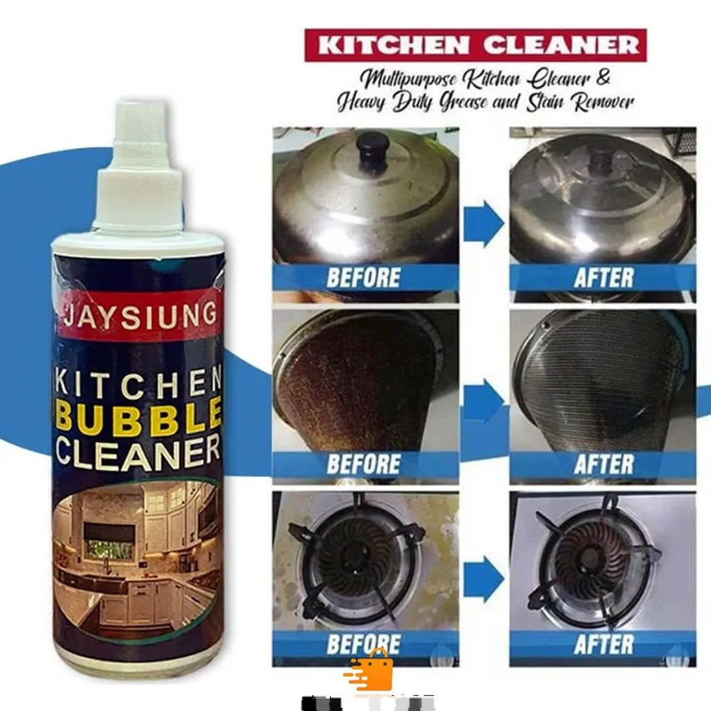 Kitchen Bubble Cleaner Spray – Powerful Grease & Burn Remover | Multi Surface Foam Cleaner