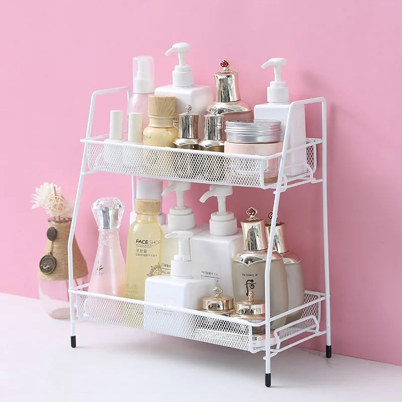 2 Layer Steel Rack – Multi-Purpose Desktop Organizer Shelf