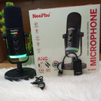 NeePho NP-M03 Podcast Microphone – RGB Condenser Mic with Stand & Noise Reduction