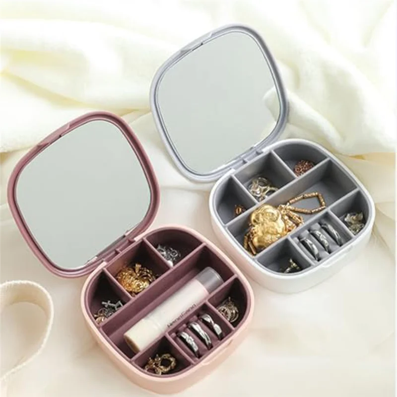 Ring Organizer Box with Mirror – Compact Jewelry Storage Case