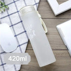 Hello Master Glass Bottle – Gradient Frosted Water Bottle with Strap