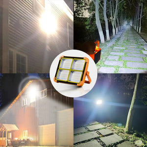 200W Solar LED Flood Light – Rechargeable Dimmable Outdoor Light with USB & Solar Charging (IP66 Waterproof)