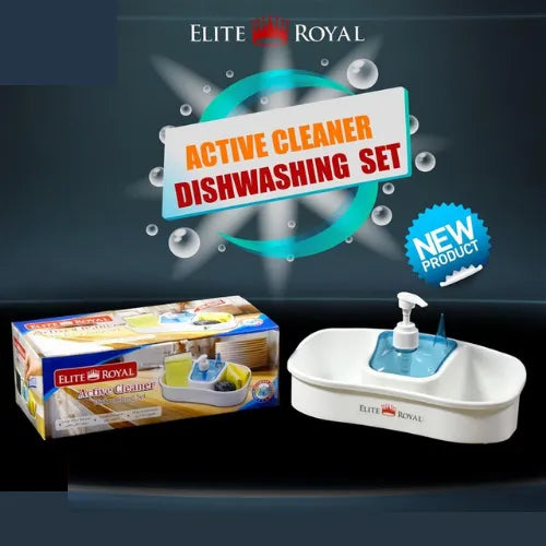 Active Cleaner Soap Pump Organizer – 2-in-1 Kitchen Sink Soap Dispenser with Sponge Holder