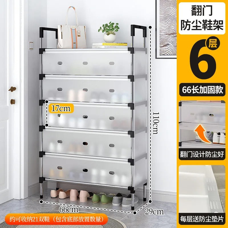 Dust Proof 6 Layer Shoe Rack – Multi-Tier Covered Shoe Organizer Cabinet