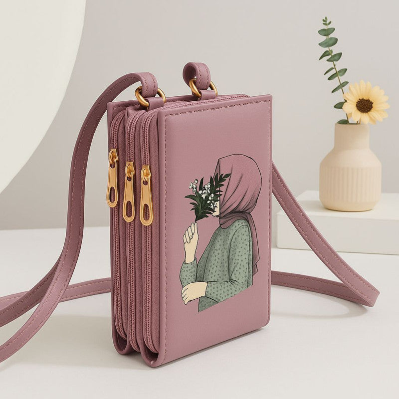 3 Zipper Luxury Cross Body Purse Wallet