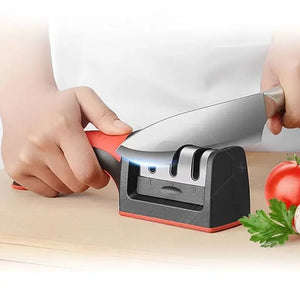 Stainless Steel Knife Sharpener – 3 Stage Professional Sharpener | Kitchen Knife Sharpening Tool with Anti Slip Base