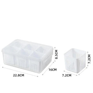 6 Grid Fridge Storage Box – Multi Compartment Organizer | Freezer Safe Kitchen Storage Box