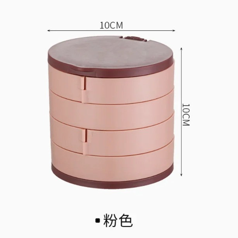 4 Layer Rotating Jewellery Organizer Box with Mirror – Multi-Storage Case