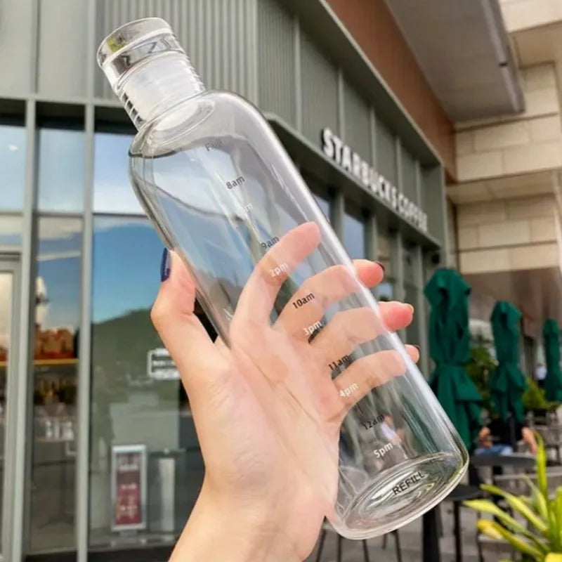 Glass Time Line Water Bottle 500ML – Hydration Tracker Bottle
