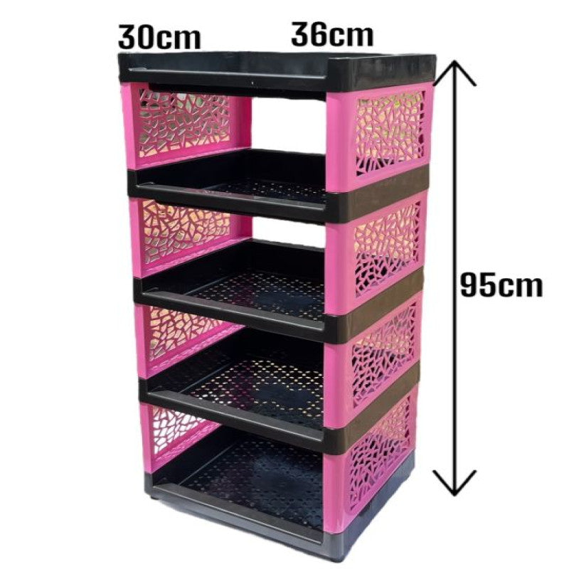 5 Layer Flower Design Shoe Rack – Stylish Multi-Tier Plastic Shoe Organizer