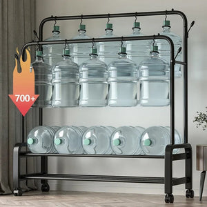 Heavy Duty Hanging Cloth Rack (48KG) – Double Rod Garment Stand with Wheels & Storage Shelf