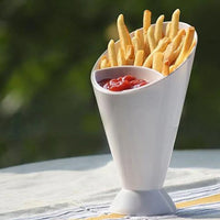 Fries Holder with Sauce Compartment – Snack Serving Cup | French Fries & Dip Holder Bowl