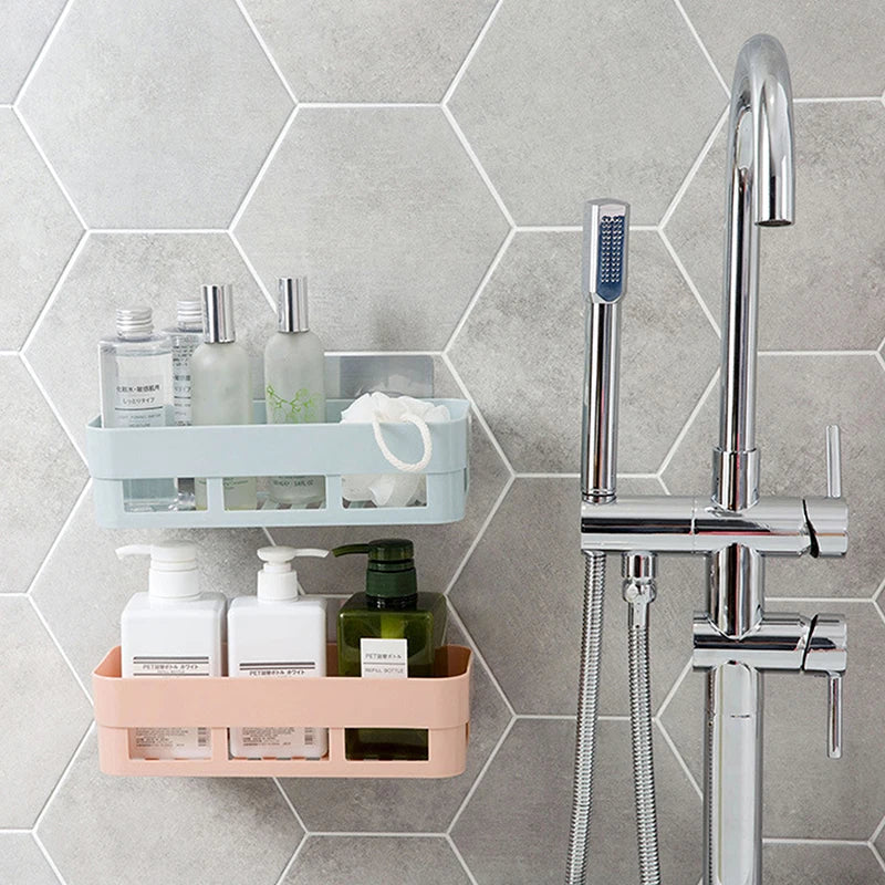 Pack of 2 Wall Mounted Bathroom Shelf – No Drill Storage Rack for Shampoo & Accessories