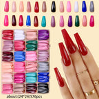 576pcs Artificial Nail Tips Set – Multi Color Long Nails Kit