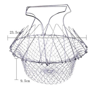 Chef Basket – Stainless Steel Folding Fry & Strainer Basket | Multi Purpose Cooking Basket
