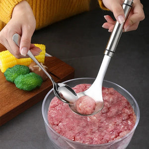 Pack of 2 Meat Ball Maker Spoon – Stainless Steel Handle Meat Scoop Tool
